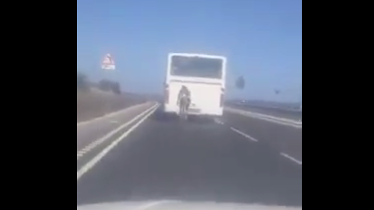 Video: Cyclist rides behind and very close to bus - TVMnews.mt