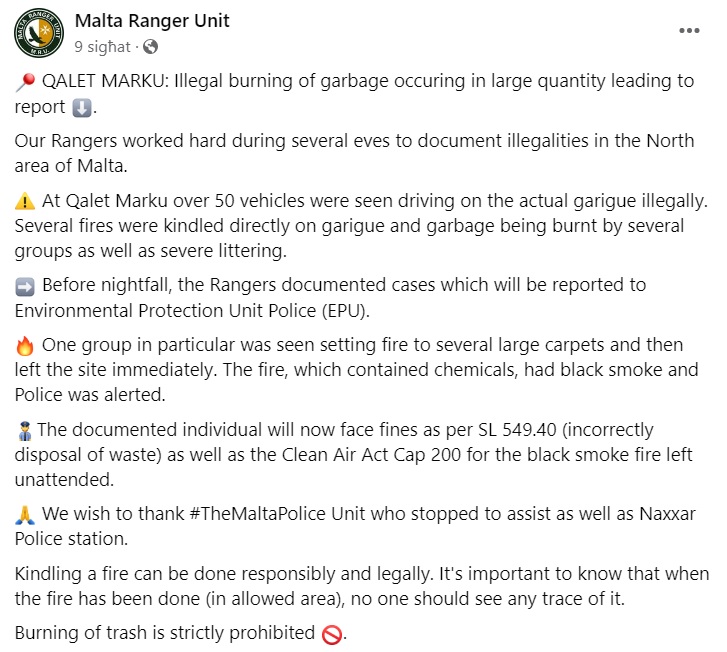 BILFILMAT Jaħarqu skart u tapiti filkampanja f'Qalet Marku TVMnews.mt