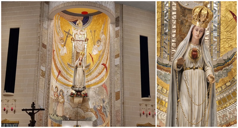 Fathima Mathavu Our Lady of Fatima statue embellished with a three-storey-high ...