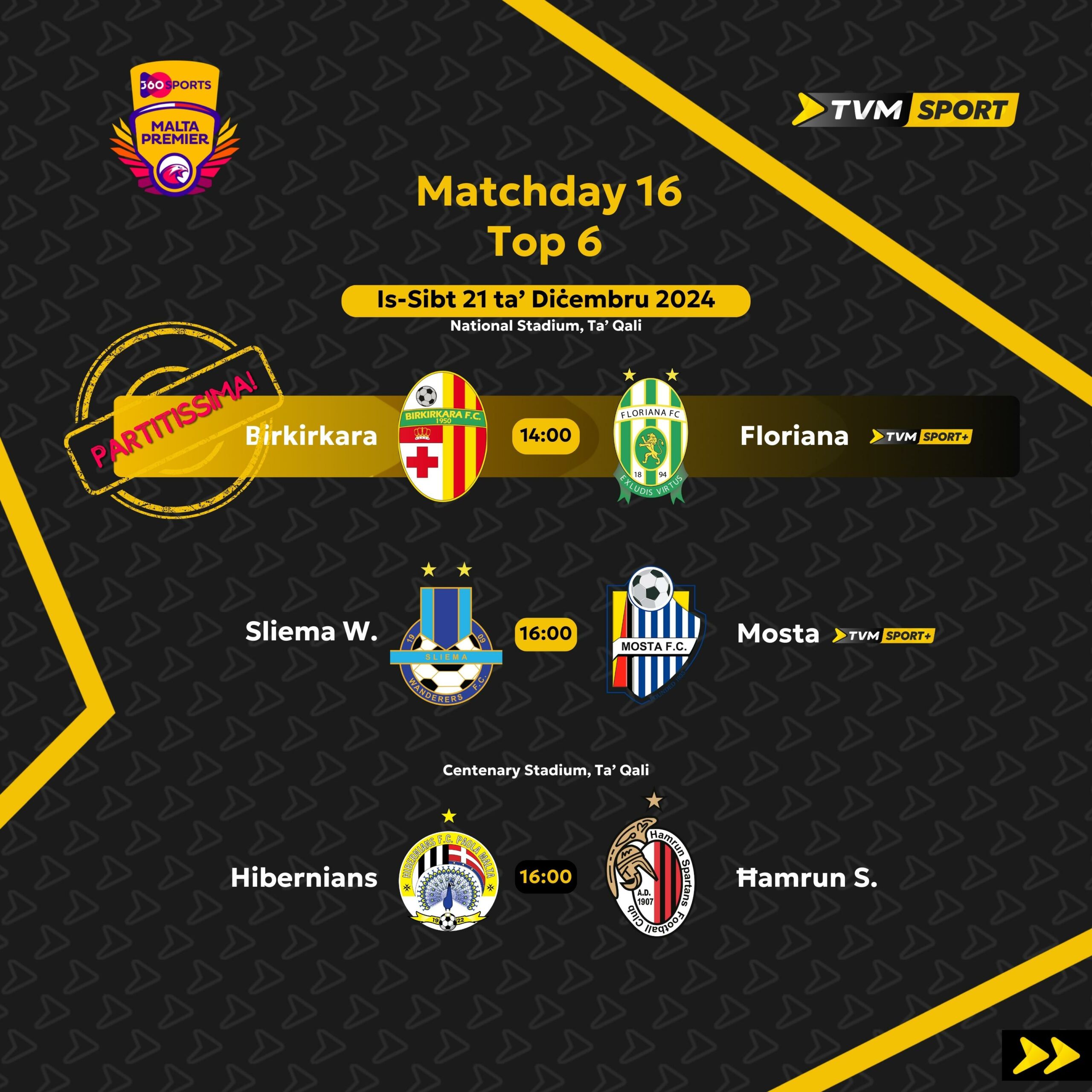 Tmiem Fi tmiem il-ġimgħa tintlagħab Matchday 16 tat-360Sports Malta Premier ...